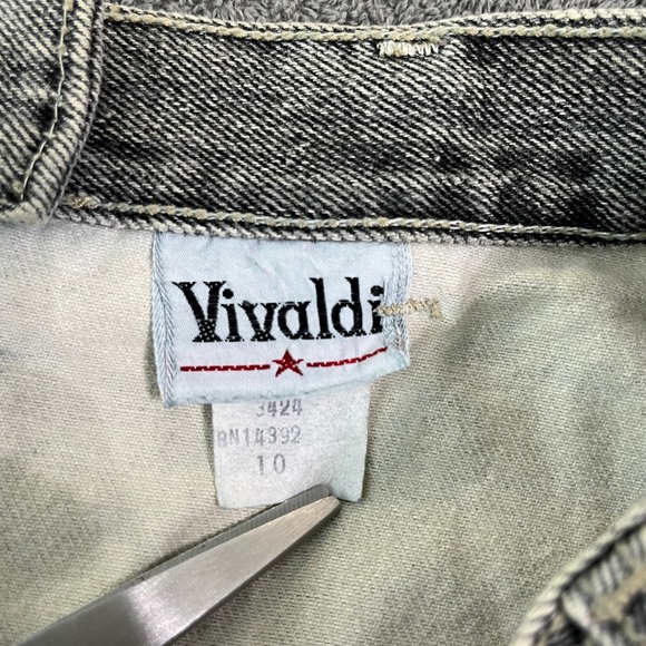Vintage Vivaldi Pencil Skirt Women 10 Gray Denim‎ Midi Back Slit Pockets Y2K 90s - Picture 5 of 8